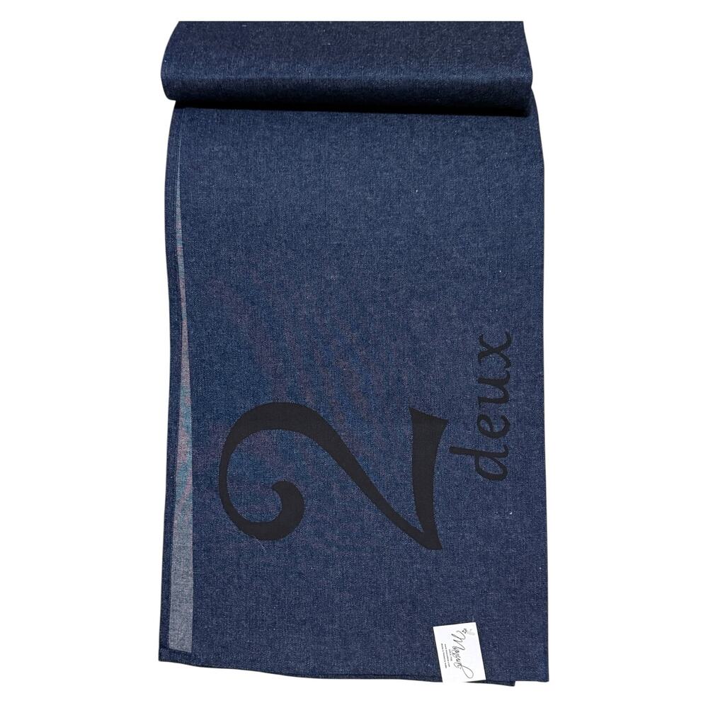 Country French Table Runner Deux 2 Farmhouse Denim Cotton Made in USA 72" NWT